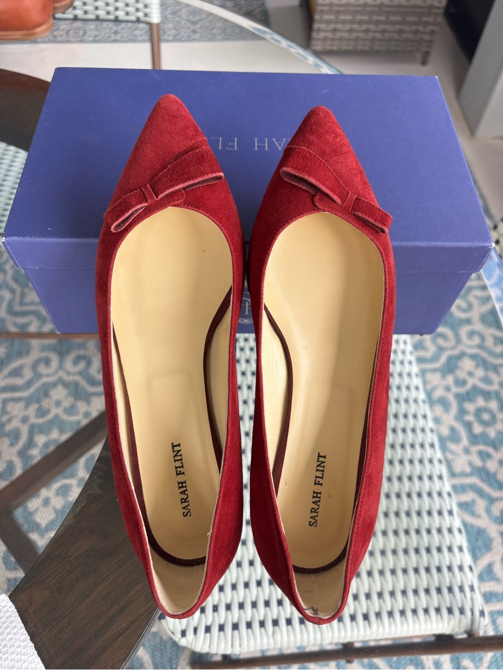 Sarah Flint Suede Natalie’s in rare Cabernet size 8